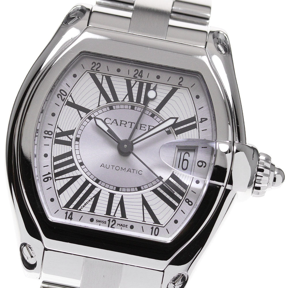 CARTIER Roadster W62032X6 GMT Silver Dial Automatic Men's Watch_866592