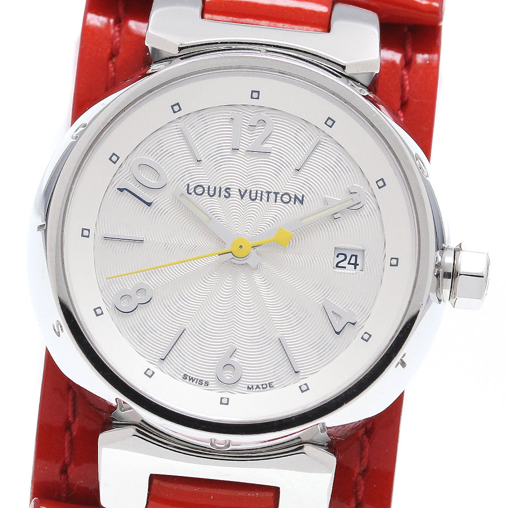 LOUIS VUITTON Tambour Q121K Date Silver Dial Quartz Ladies Watch_866653
