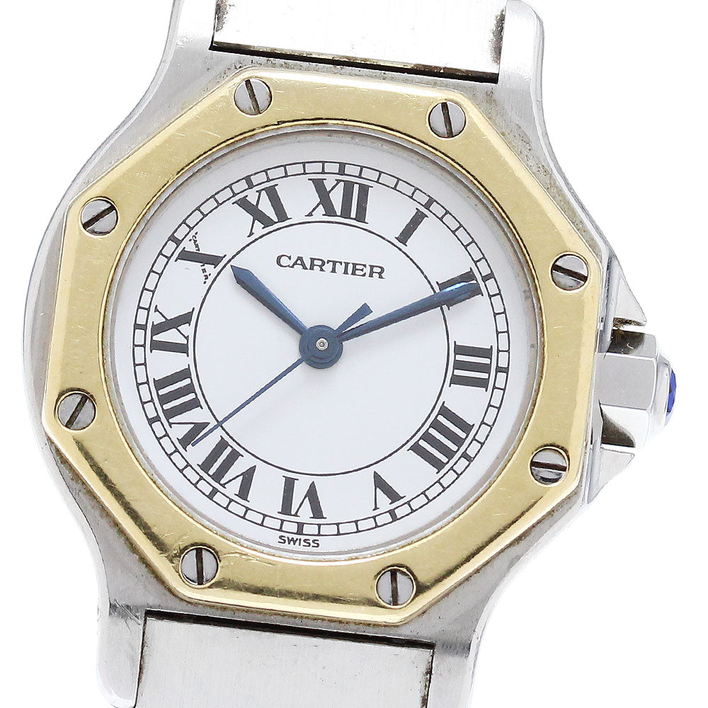 CARTIER Santos Octagon SM YG2 tone Godron Breath Automatic Ladies_866674