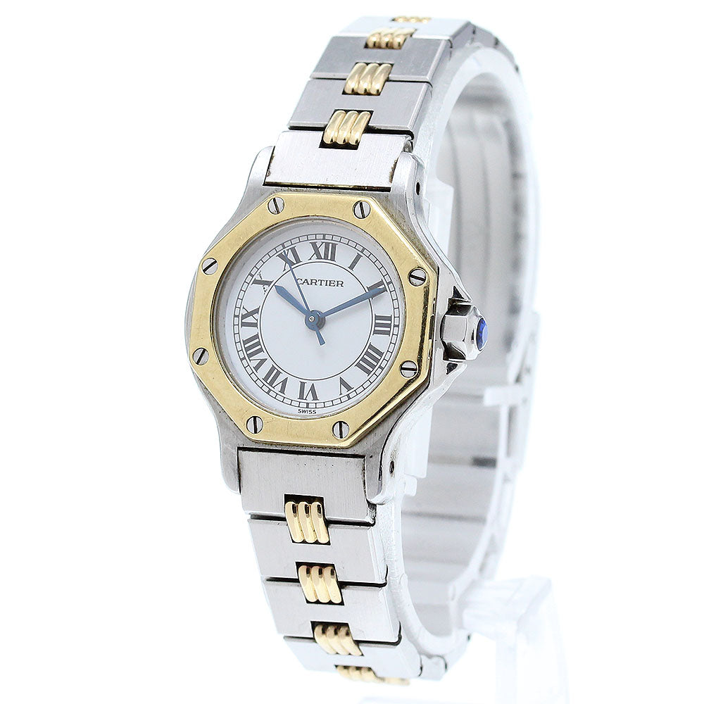 CARTIER Santos Octagon SM YG2 tone Godron Breath Automatic Ladies_866674