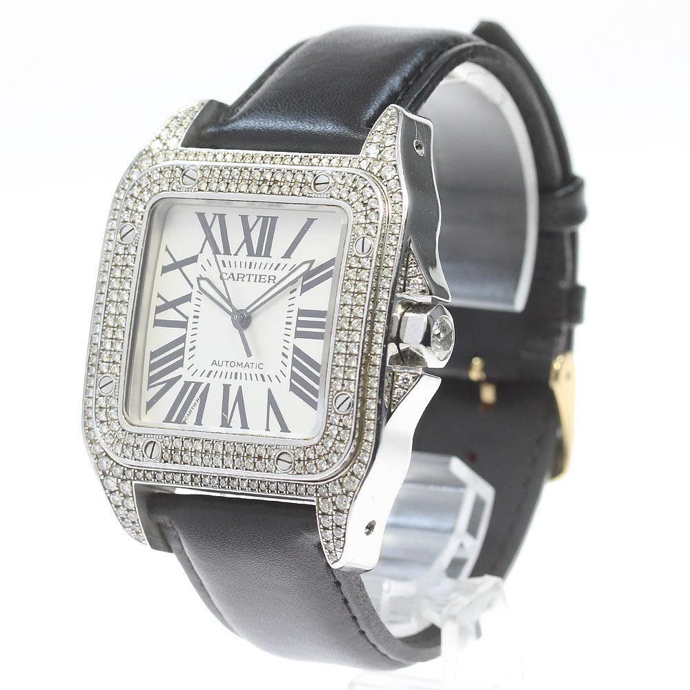 CARTIER Santos 100 LM W20073X8 After diamond bezel Silver Dial Automatic Men's Watch_866738