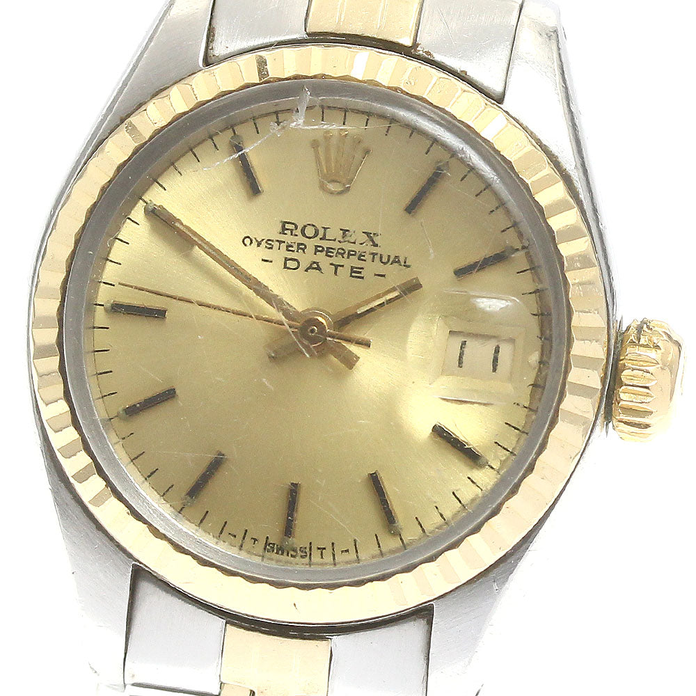 ROLEX Oyster Perpetual Date 6917 Cal.2030 YG2 tone gold Dial Automatic Ladies Watch_866768