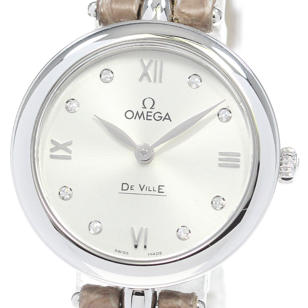 OMEGA De Ville Prestige Dewdrop 424.13.27.60.52.001 8P diamond Silver Dial Quartz Ladies Watch_866895