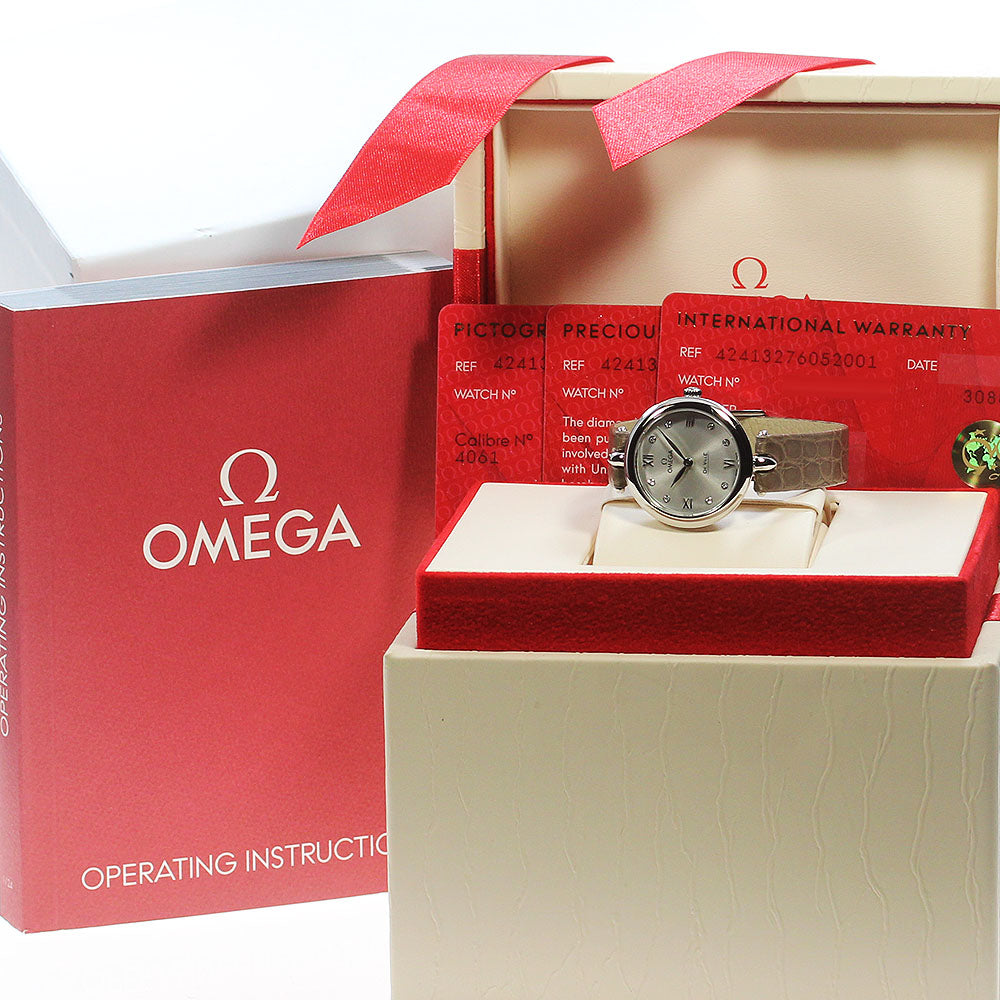 OMEGA De Ville Prestige Dewdrop 424.13.27.60.52.001 8P diamond Silver Dial Quartz Ladies Watch_866895