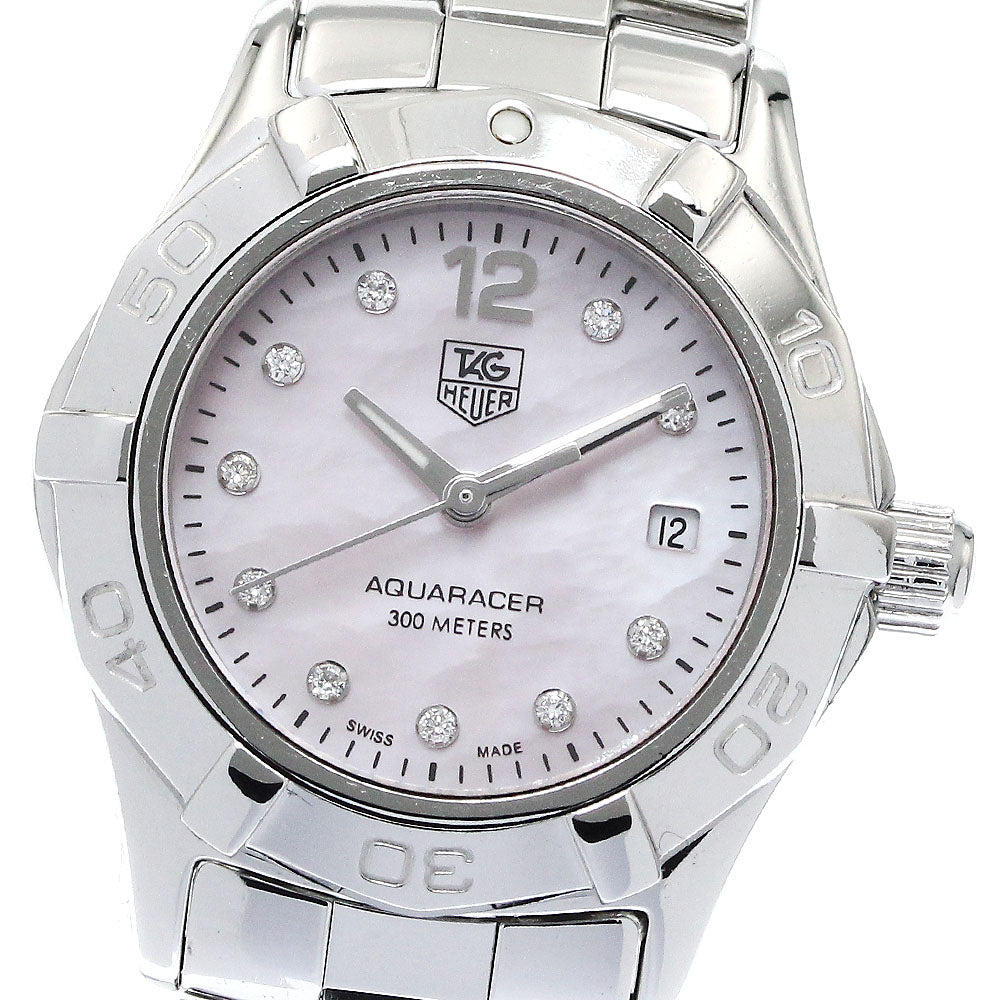 TAG HEUER Aqua racer WAF141A 10P diamond date Pink shell Dial Quartz Ladies Watch_867004