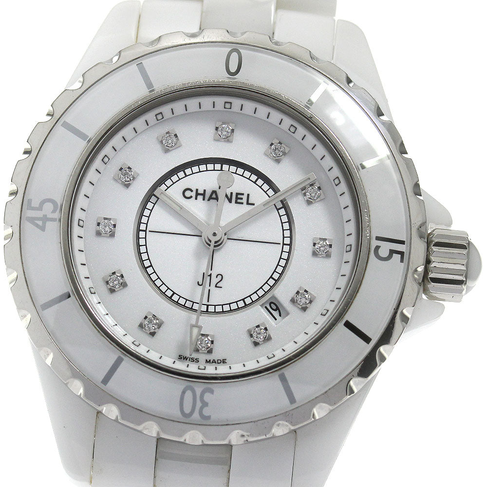 CHANEL J12 H1628 White ceramic 12P diamond White Dial Quartz Ladies Watch_867045