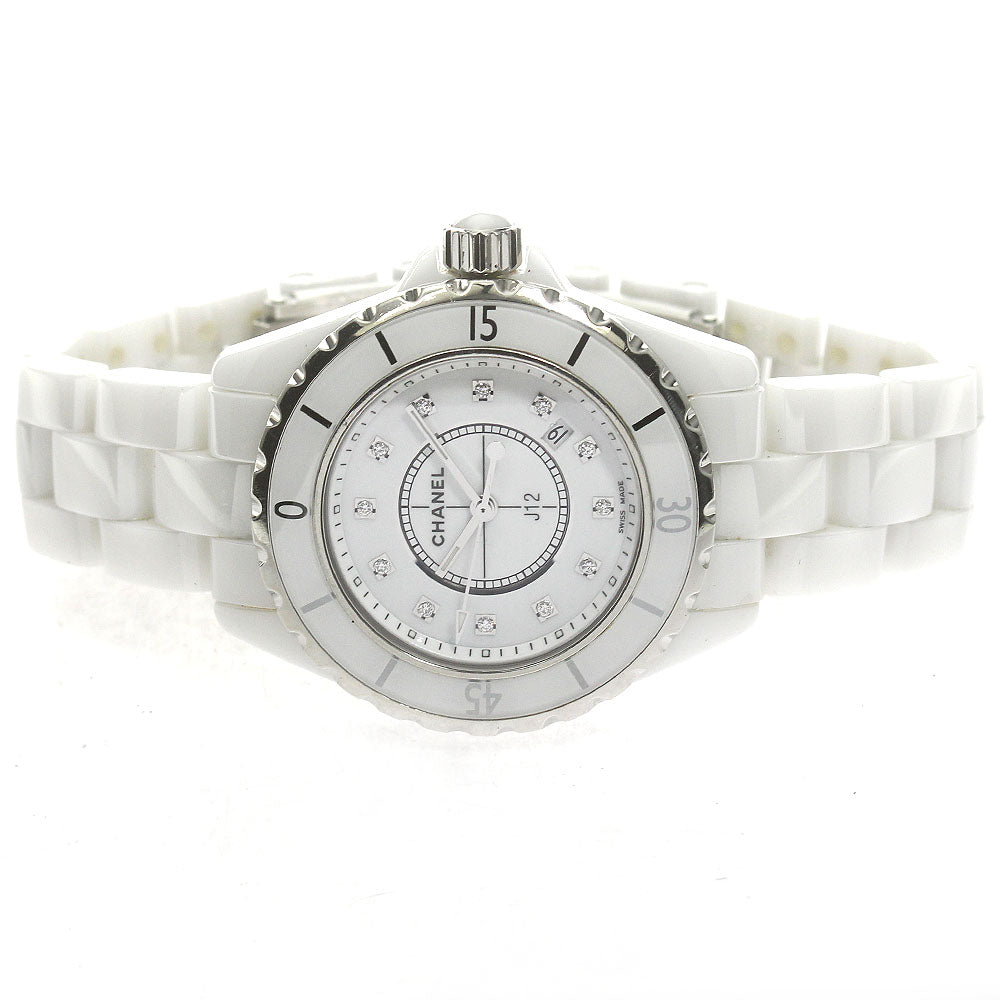 CHANEL J12 H1628 White ceramic 12P diamond White Dial Quartz Ladies Watch_867045