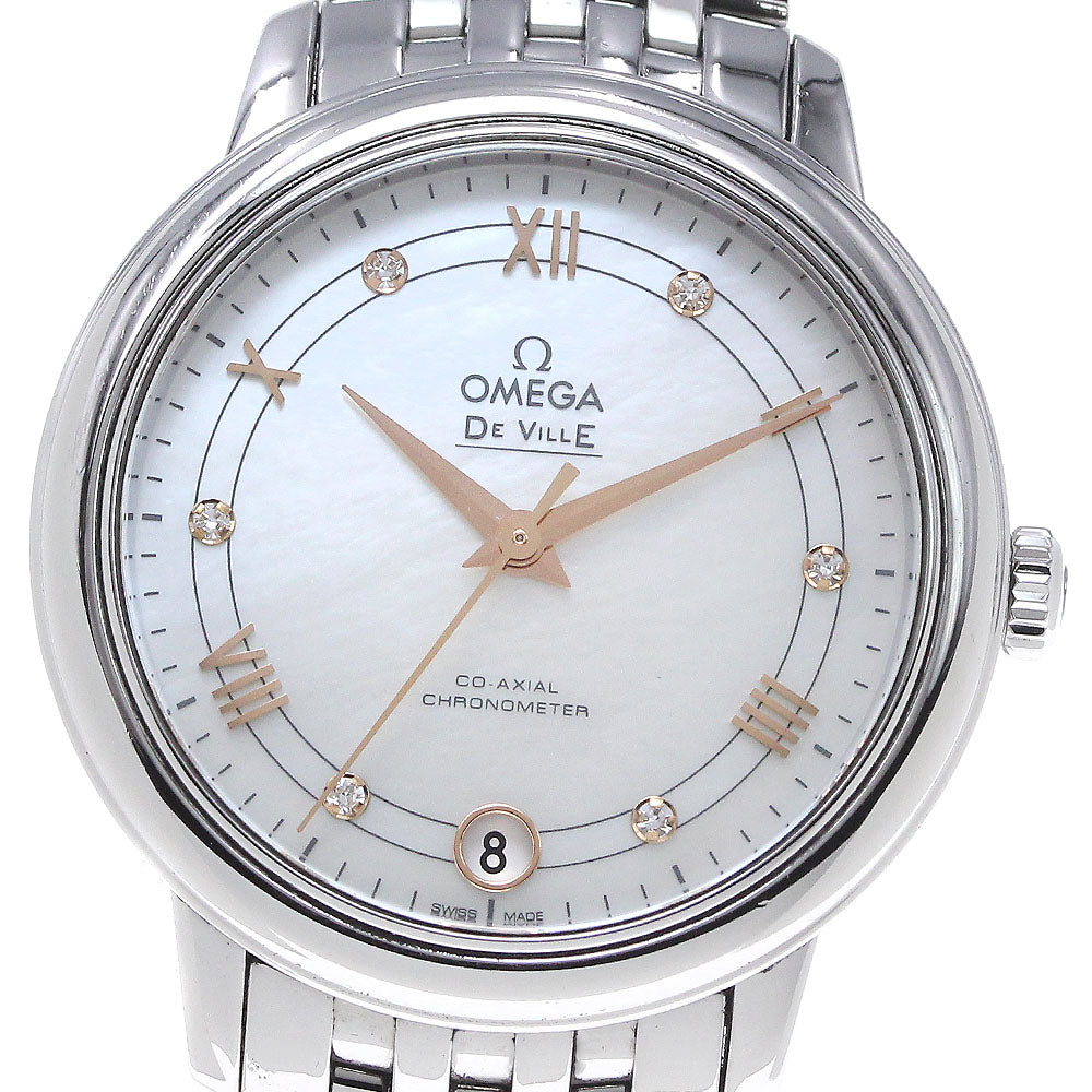 OMEGA De Ville Prestige 424.10.33.20.55.002 6P diamond date White shell Dial Automatic Ladies Watch_867213