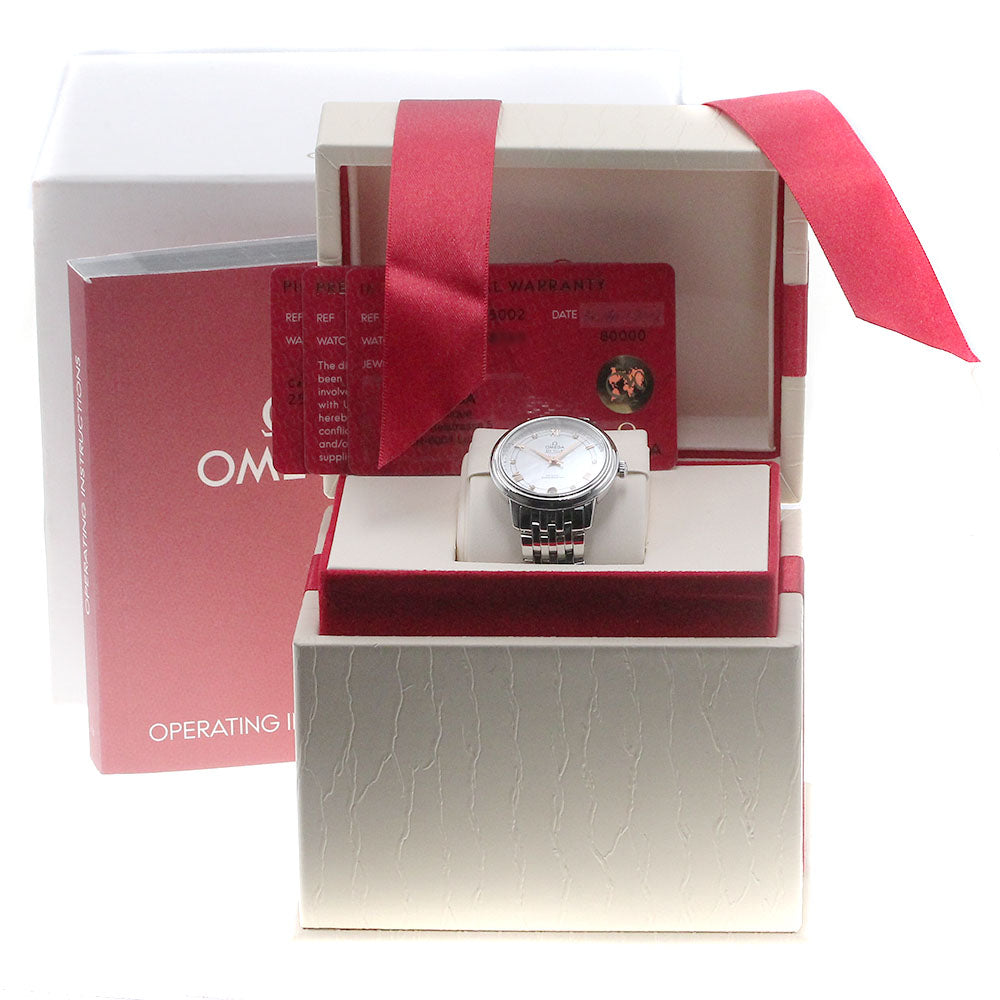 OMEGA De Ville Prestige 424.10.33.20.55.002 6P diamond date White shell Dial Automatic Ladies Watch_867213