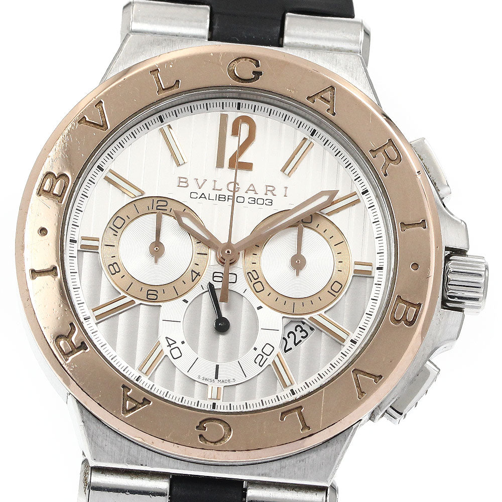 BVLGARI Diagono Caribillo 303 DGP42SGCH Chronograph Silver Dial Automatic Men's Watch_867330