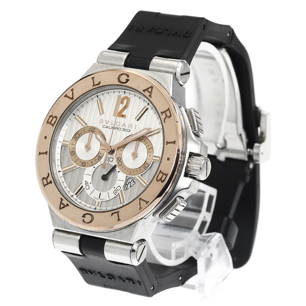 BVLGARI Diagono Caribillo 303 DGP42SGCH Chronograph Silver Dial Automatic Men's Watch_867330