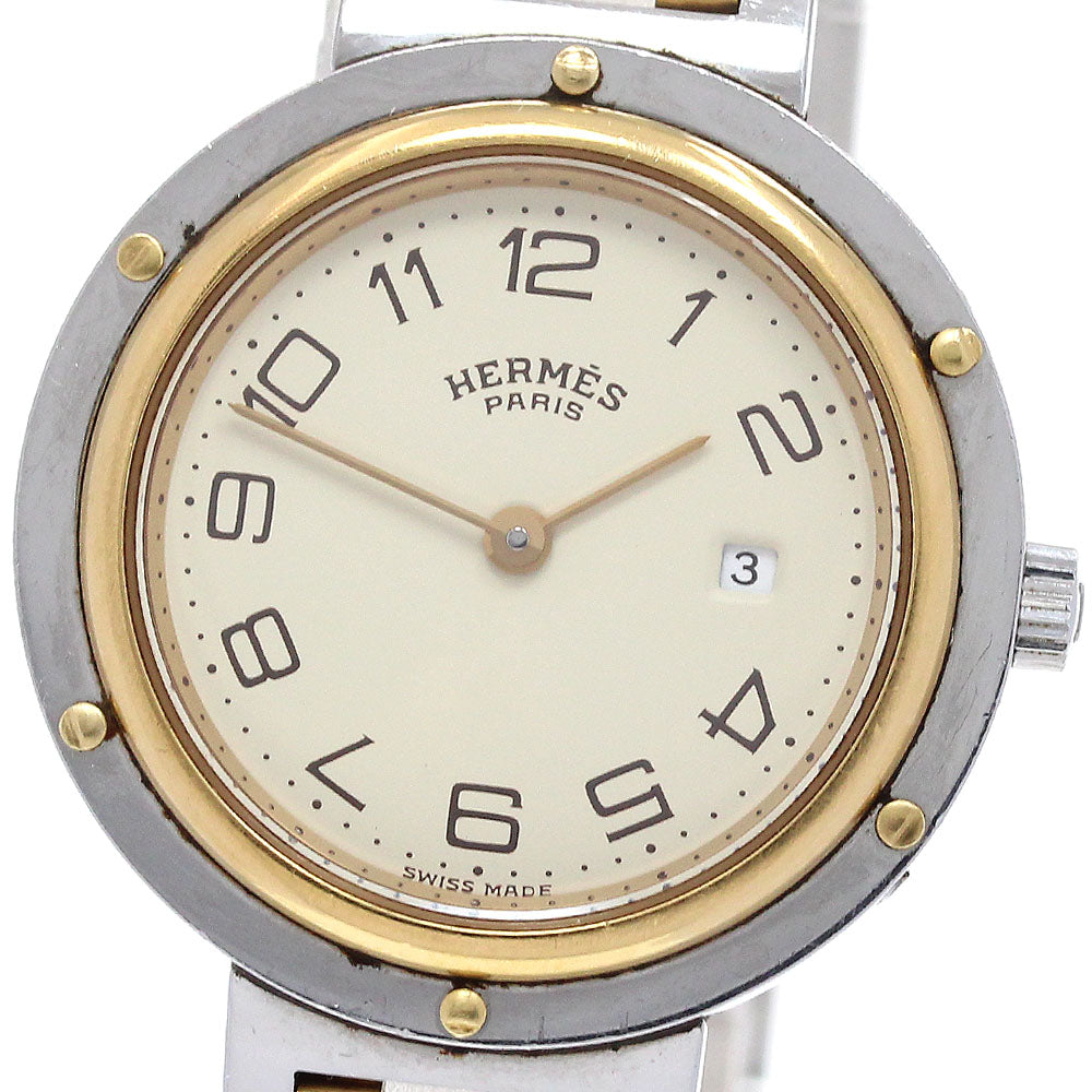 HERMES Clipper Date beige Dial Quartz Boy's Watch_867348