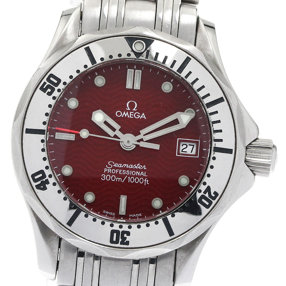 OMEGA Seamaster300 Marui Limited 2582.61 Date Red Dial Quartz Ladies _867410