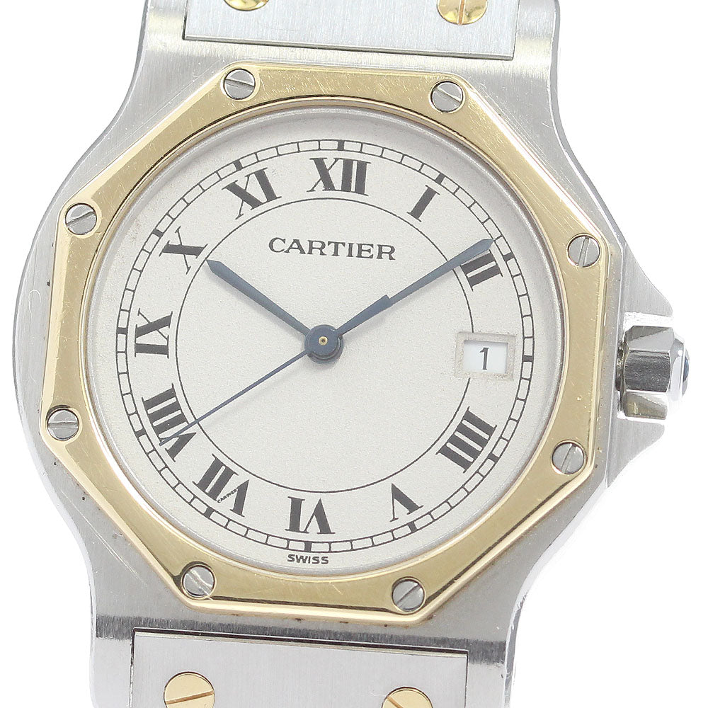 CARTIER Santos Octagon LM W2001583 YG2 tone Date Quartz Men's Watch_867432