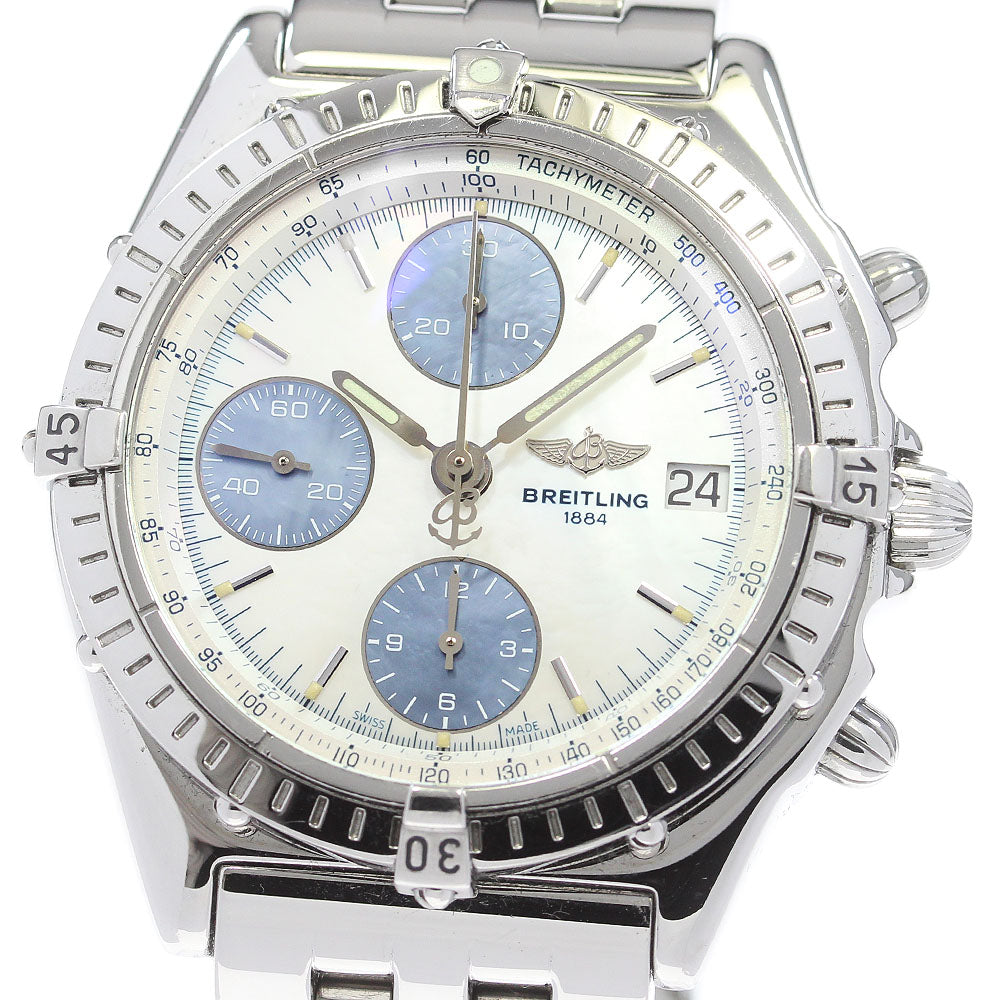 BREITLING Chronomat A13050.1 Chronograph shell dial White / blue shell Dial Automatic Men's Watch_867525