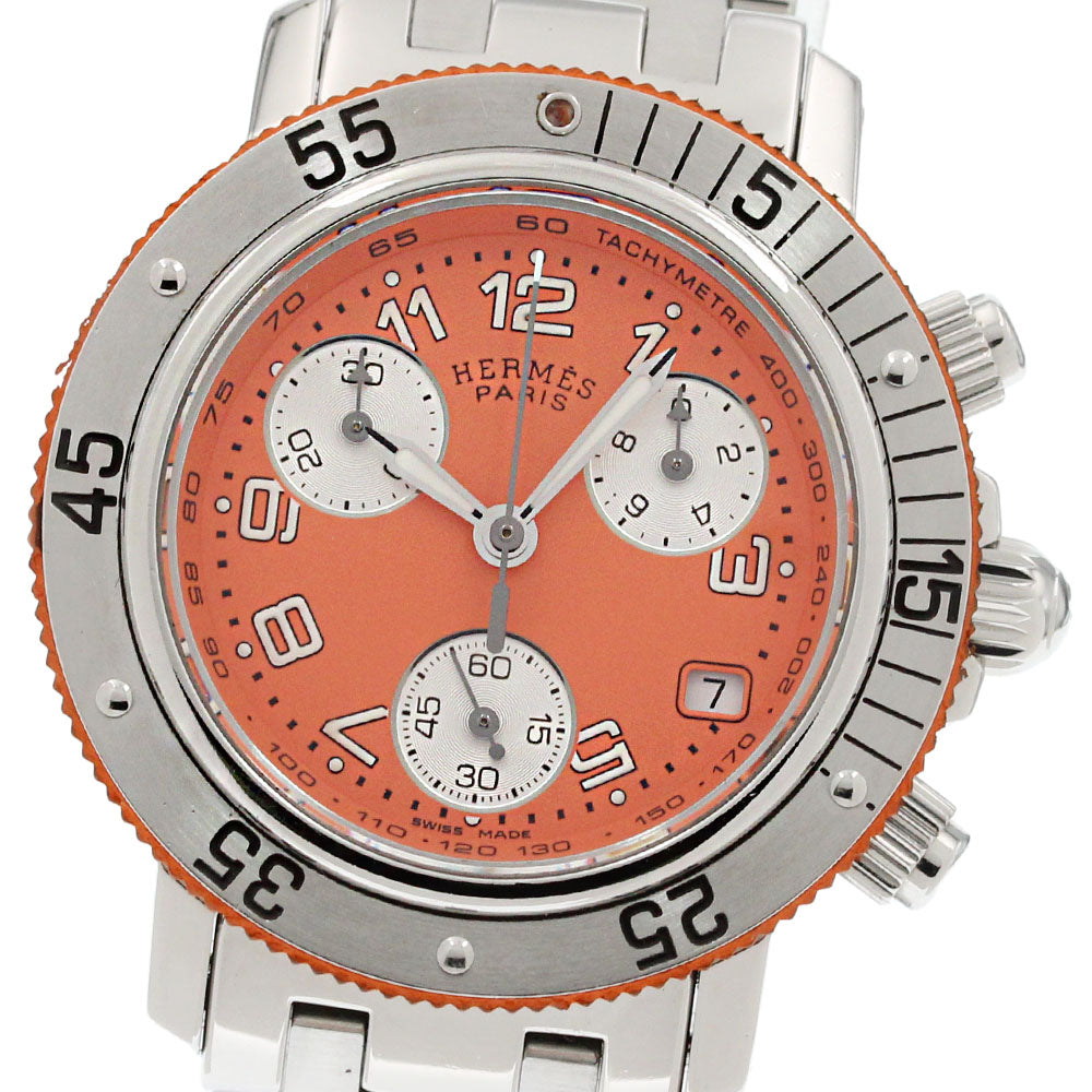 HERMES Clipper Diver Chrono CL2.316 Date Orange Dial Quartz Boy's Watch_867628
