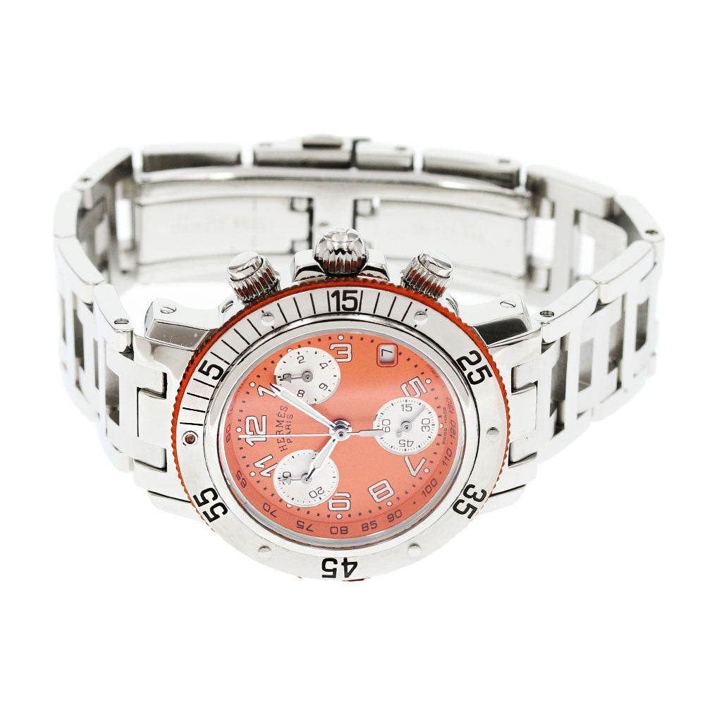 HERMES Clipper Diver Chrono CL2.316 Date Orange Dial Quartz Boy's Watch_867628
