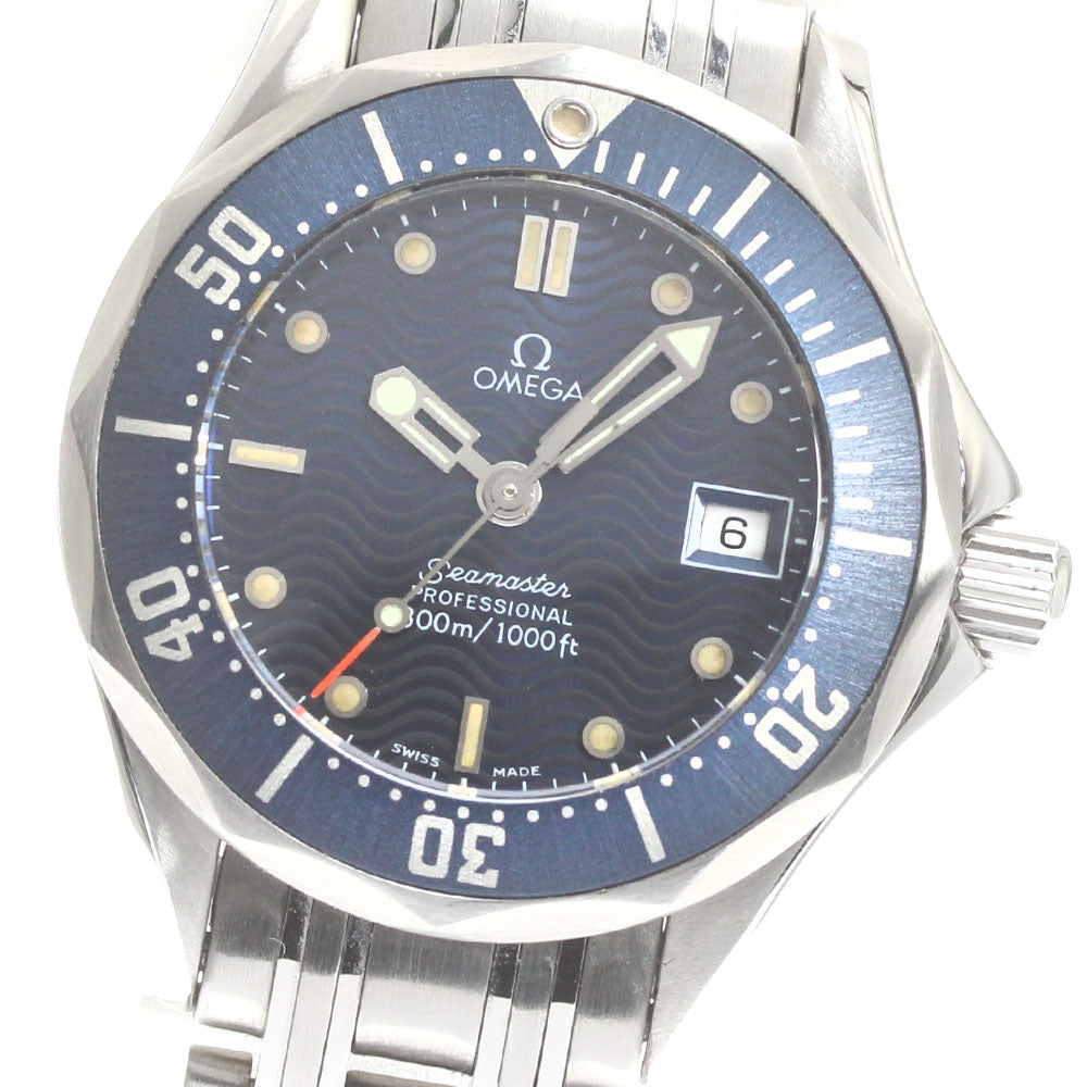 OMEGA Seamaster300 2583.80 Date Navy Dial Quartz Ladies Watch_867661