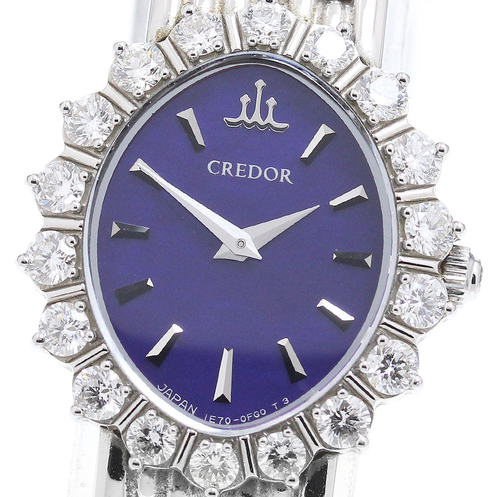 SEIKO CREDOR SIGNO GSTE829/1E70-0DG0 Diamond Bezel Blue shell Dial Quartz Ladies Watch_867692