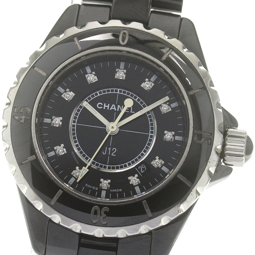 CHANEL J12 H1625 Black ceramic 33mm 12P diamond Quartz Ladies Watch_867744