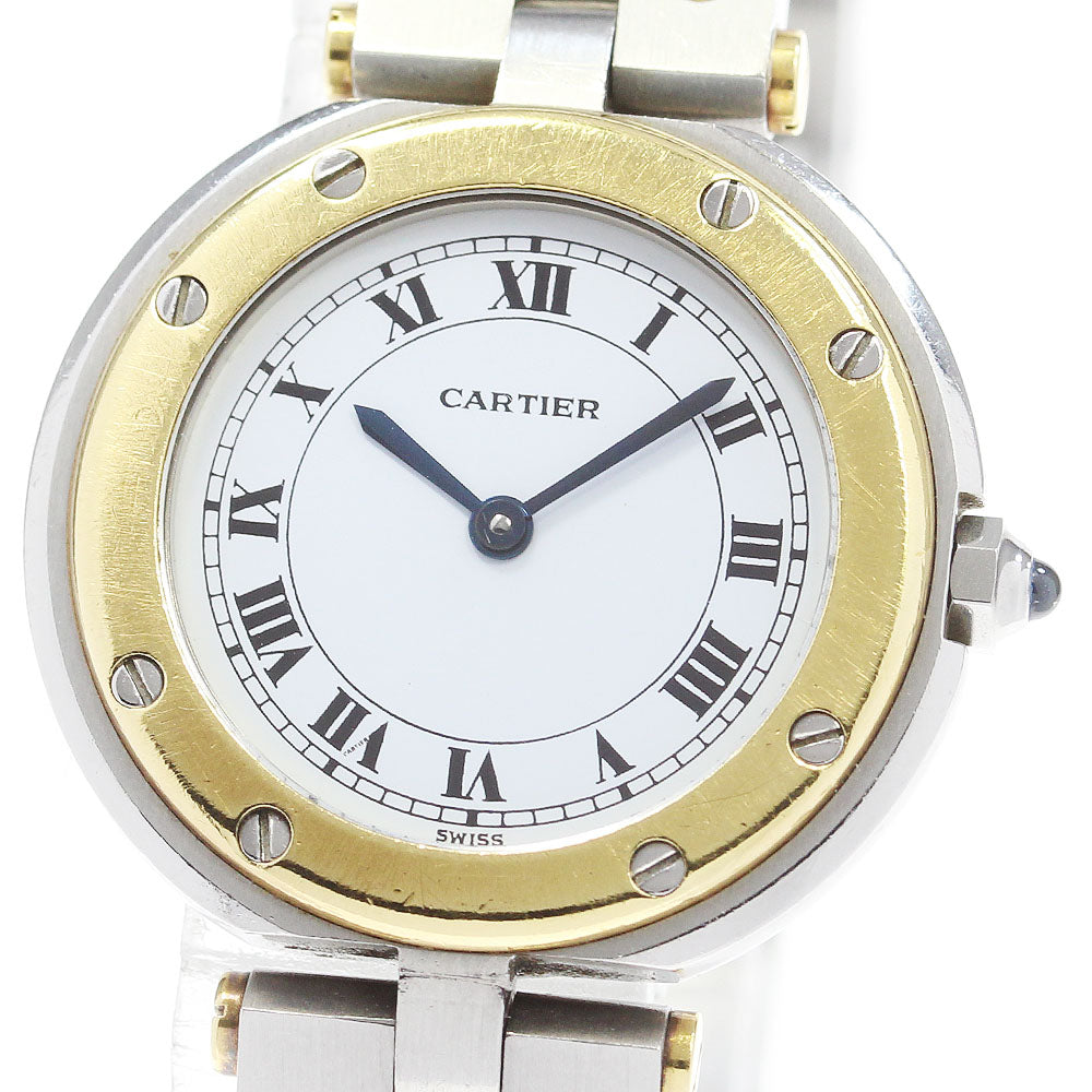 CARTIER Santos Round SM 84038288 YG2 tone white Dial Quartz Ladies Watch_867788