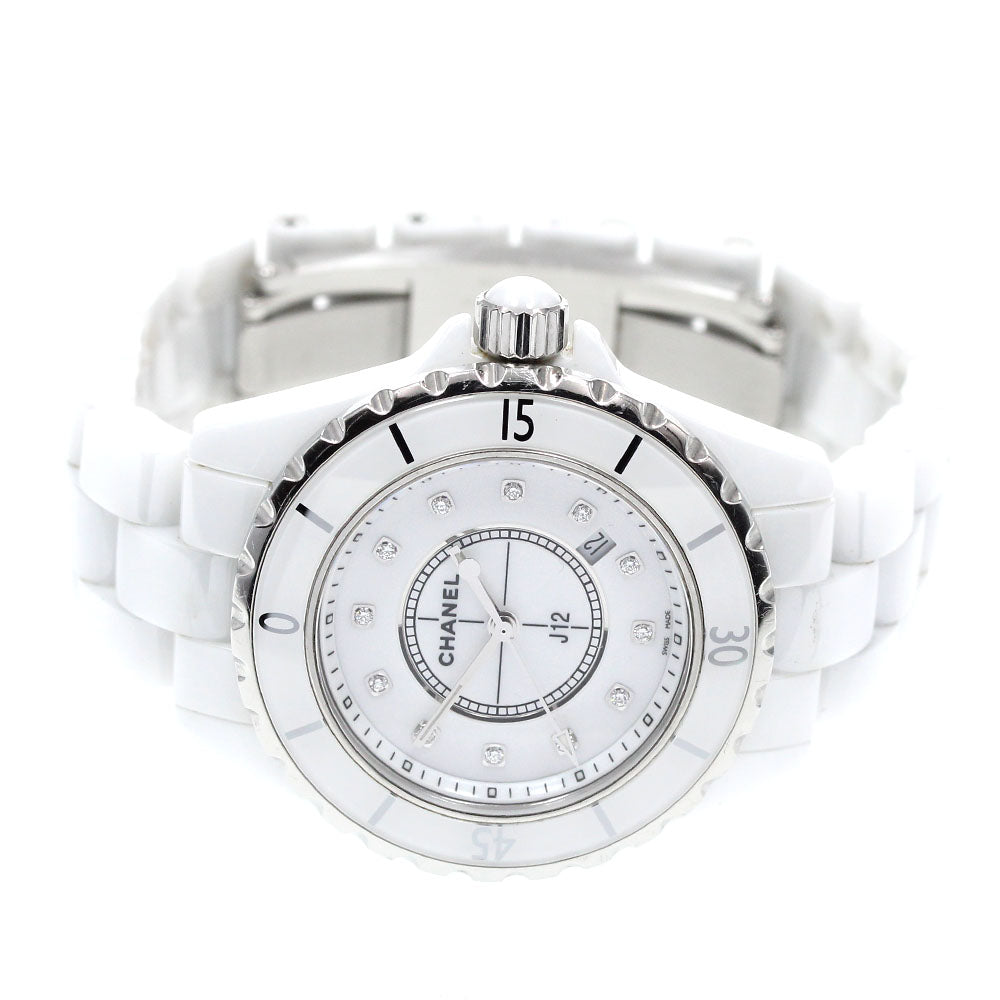 CHANEL J12 H1628 White ceramic 12P diamond white Dial Quartz Ladies Watch_867819