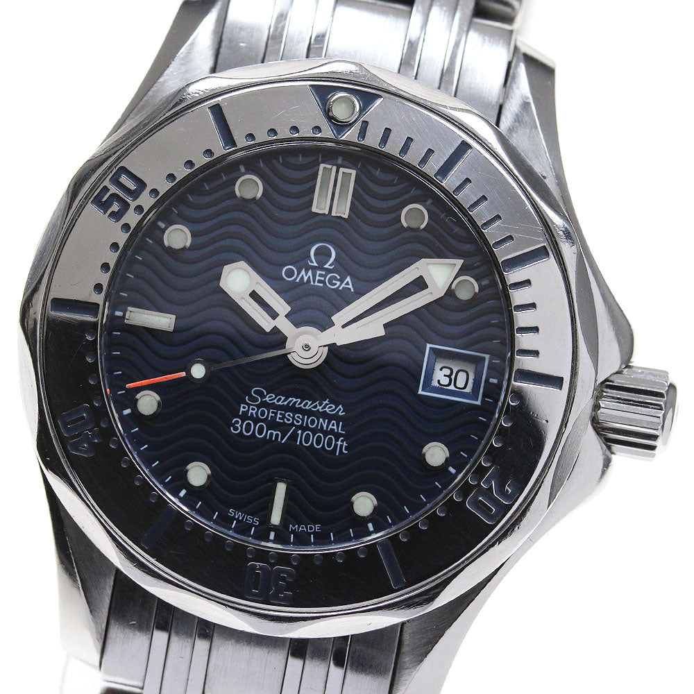 OMEGA Seamaster300 2582.80 Date Navy Dial Quartz Ladies Watch_867829