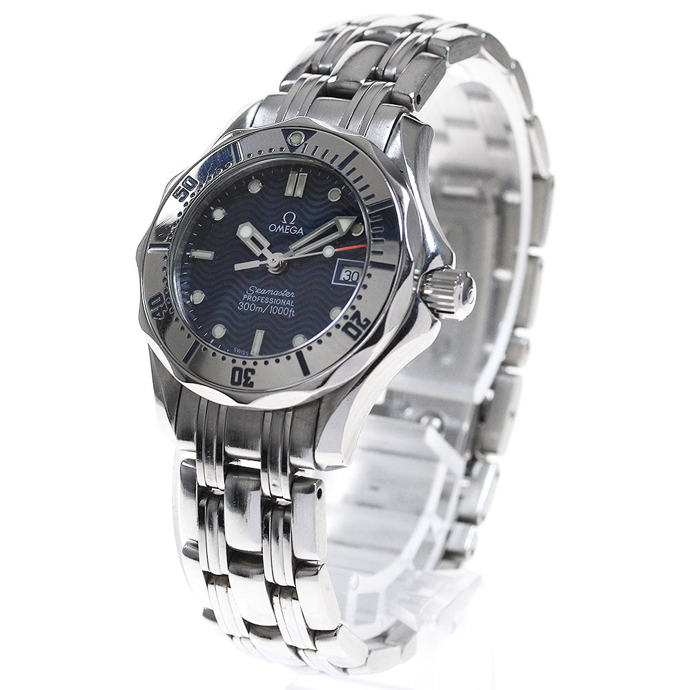 OMEGA Seamaster300 2582.80 Date Navy Dial Quartz Ladies Watch_867829