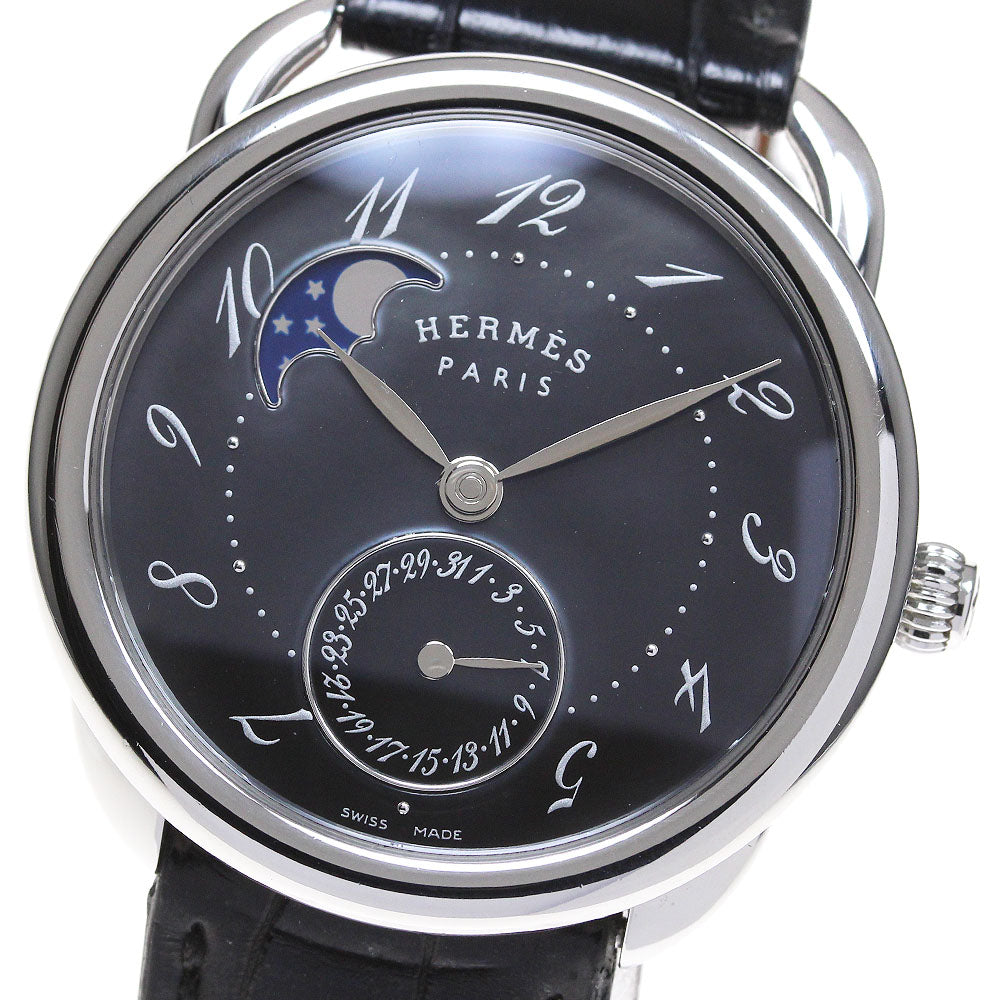 HERMES Arceau Petite Trienne AR7.510 Moon phase black Dial Automatic Men's Watch_867852