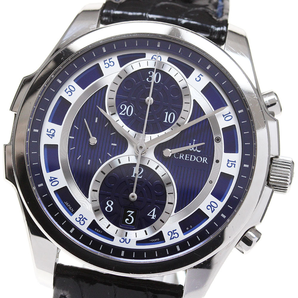 SEIKO CREDOR Signo GCBK979/6S37-00D0 Chronograph Navy Dial Automatic Men's Watch_867906