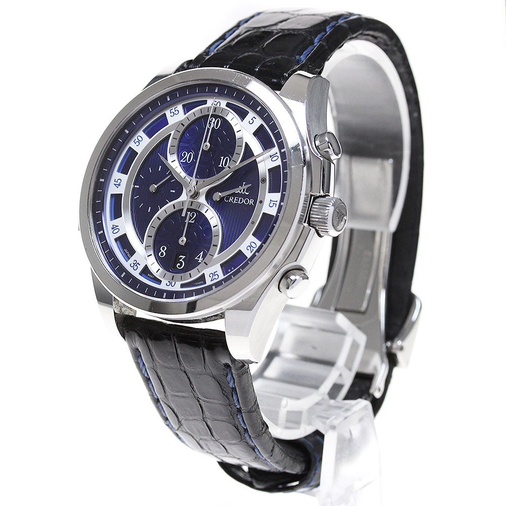 SEIKO CREDOR Signo GCBK979/6S37-00D0 Chronograph Navy Dial Automatic Men's Watch_867906