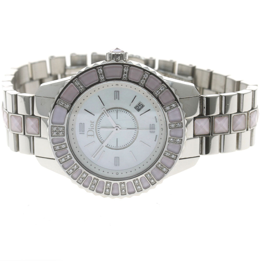 Dior crystal CD113110 Diamond Bezel White shell Dial Quartz Ladies Watch_868003
