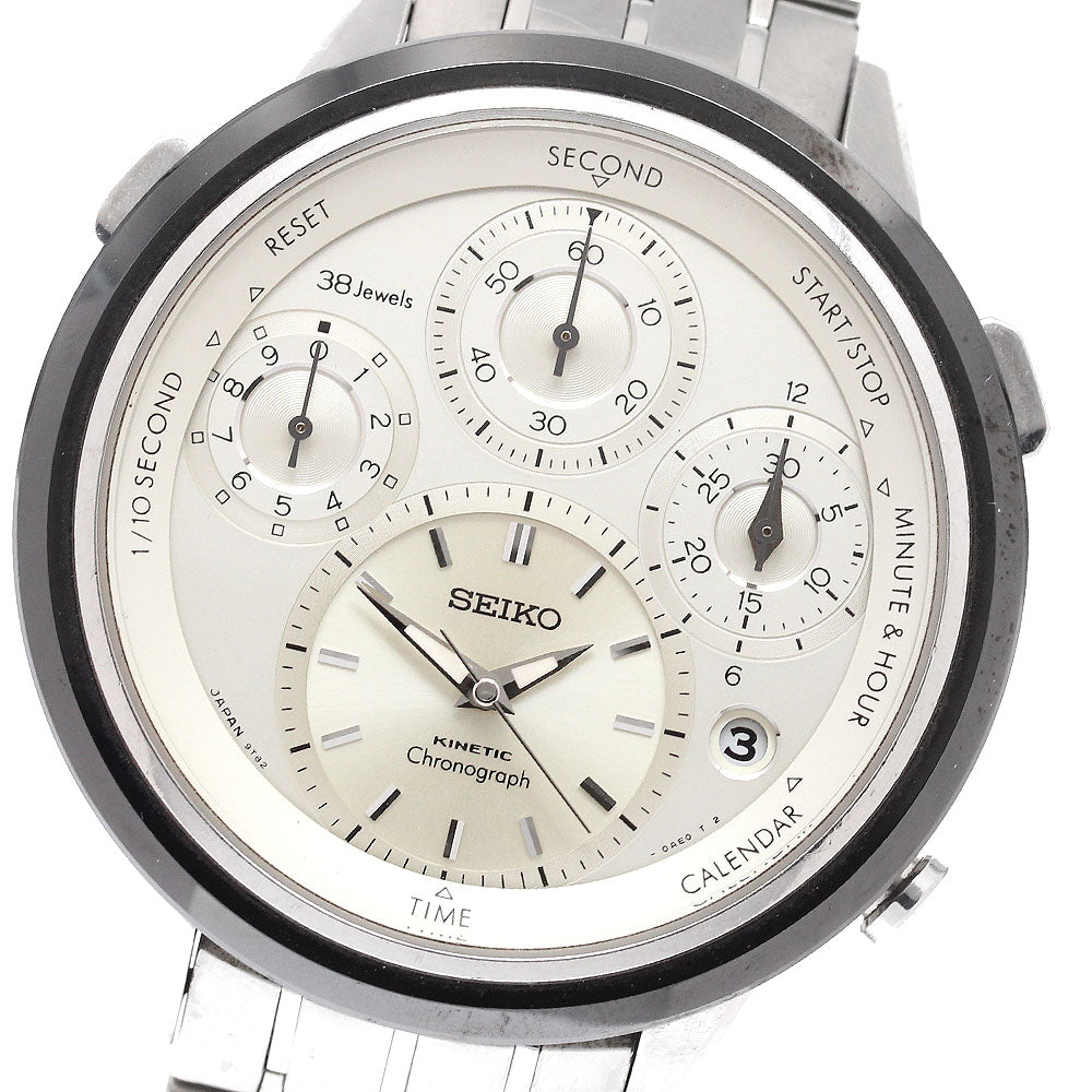 SEIKO Kinetic SBCG003/9T82-0AE0 Crown Chronograph Limited Edition of 300 pieces Silver Dial Auto quartz Men's Watch_868050