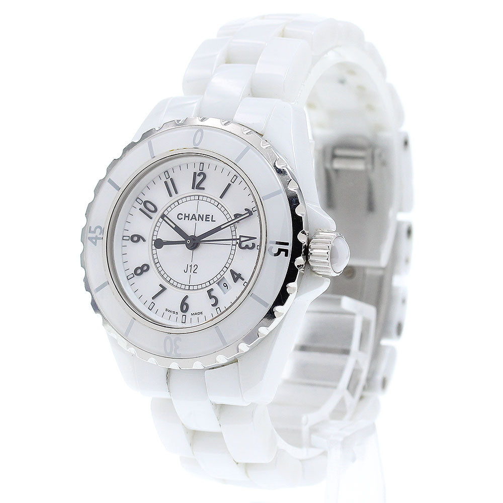 CHANEL J12 33mm H0968 White ceramic date white Dial Quartz Ladies Watch_868062