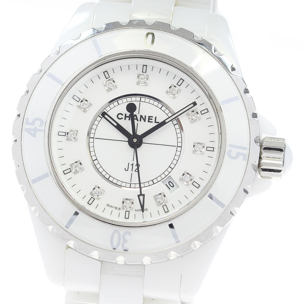 CHANEL J12 H1628 White ceramic 12P diamond White Dial Quartz Ladies Watch_868099