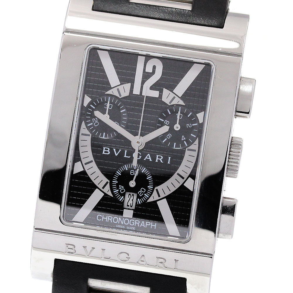 BVLGARI Rettangolo RTC49S Chronograph Black Dial Quartz Men's Watch_868197