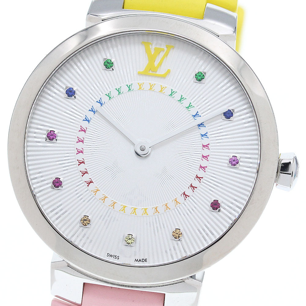 LOUIS VUITTON Tambour Slim MM Rainbow QA159 Silver Dial Quartz Ladies_868201