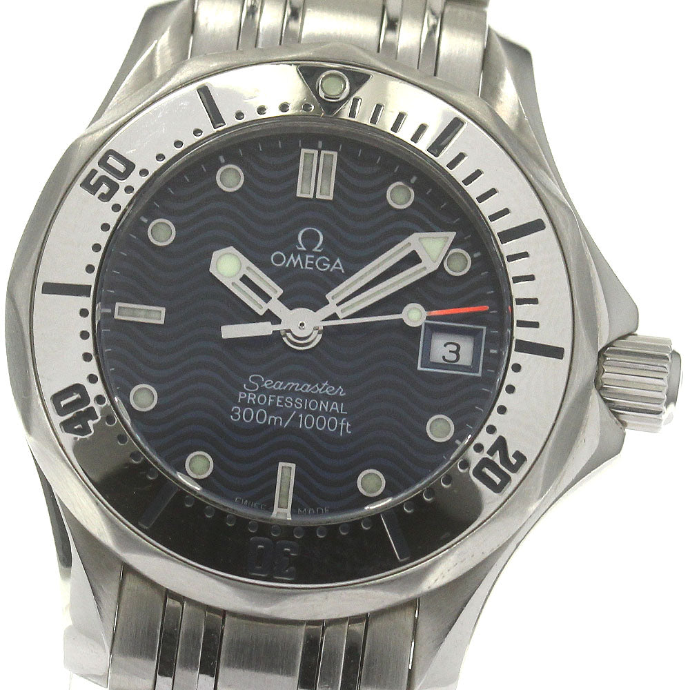OMEGA Seamaster300 2582.80 Date Navy Dial Quartz Ladies Watch_868206