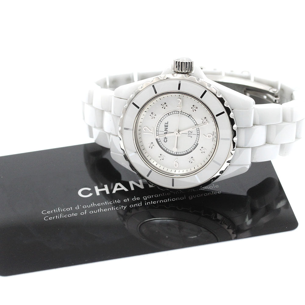 CHANEL J12 33mm H2422 White ceramic 8P diamond Quartz Ladies Watch_868220
