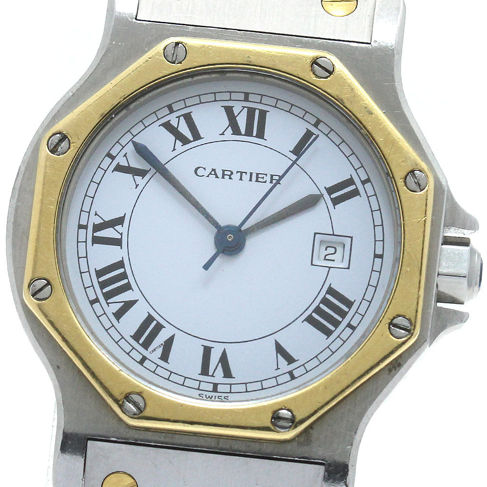 CARTIER Santos Octagon LM YG2 tone date white Dial Automatic Men's Watch_868249
