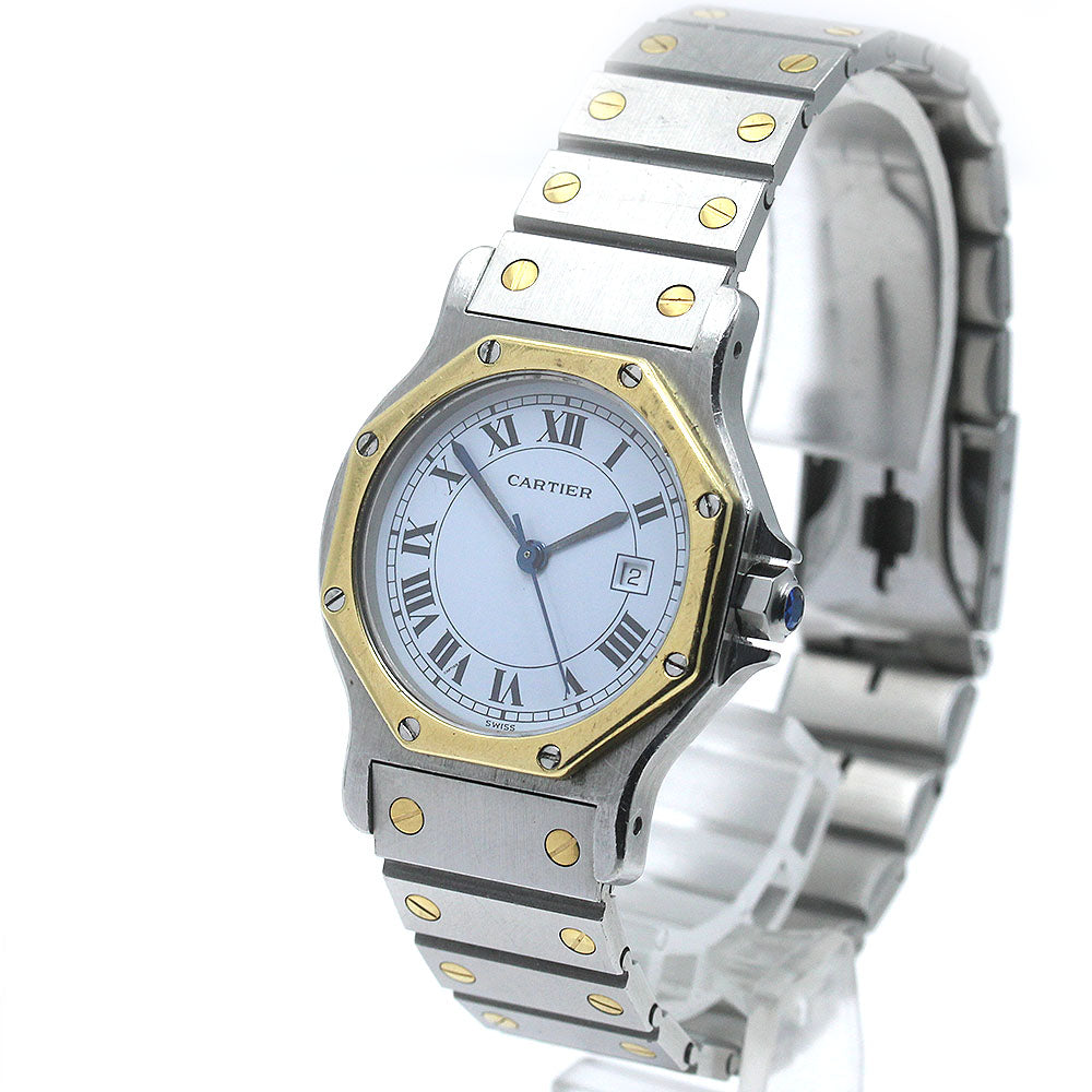 CARTIER Santos Octagon LM YG2 tone date white Dial Automatic Men's Watch_868249