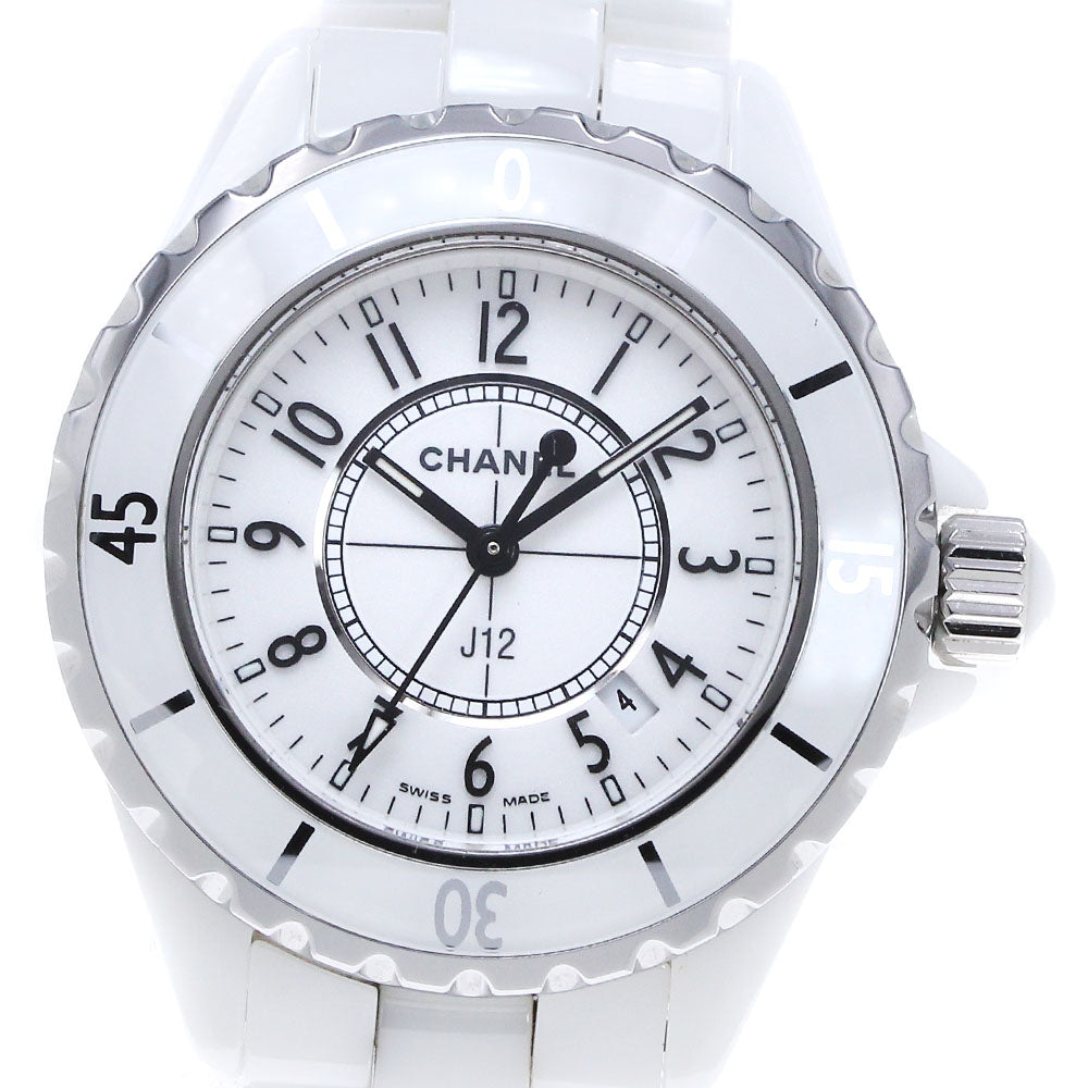CHANEL J12 33mm H0968 White ceramic date white Dial Quartz Ladies Watch_868335