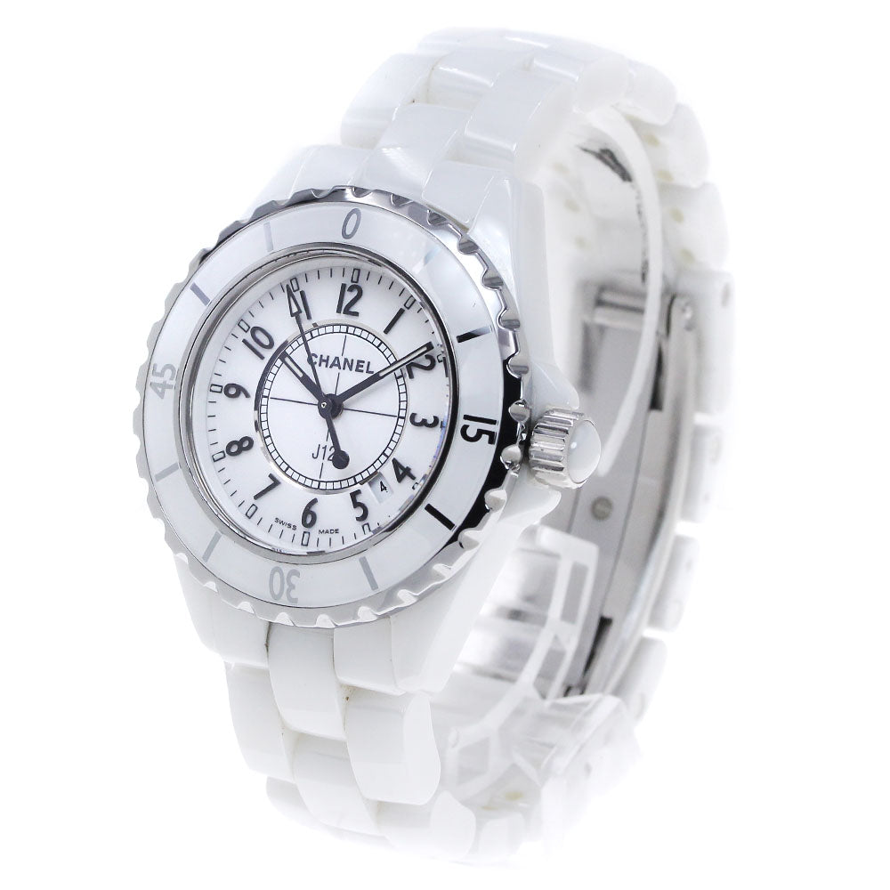 CHANEL J12 33mm H0968 White ceramic date white Dial Quartz Ladies Watch_868335