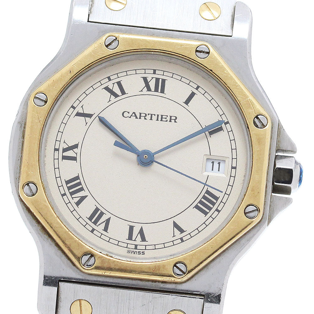 CARTIER Santos Octagon LM W2001583 YG2 tone date beige Dial Quartz Men's_868341