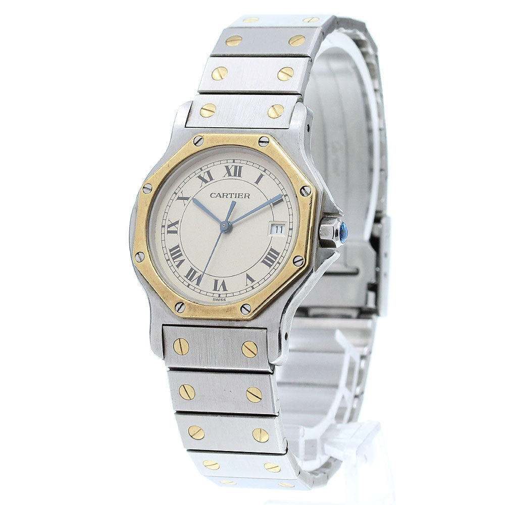 CARTIER Santos Octagon LM W2001583 YG2 tone date beige Dial Quartz Men's_868341