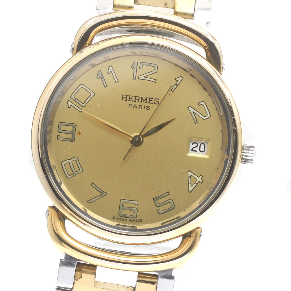 HERMES Pullman Date gold Dial Quartz Boy's Watch_868401