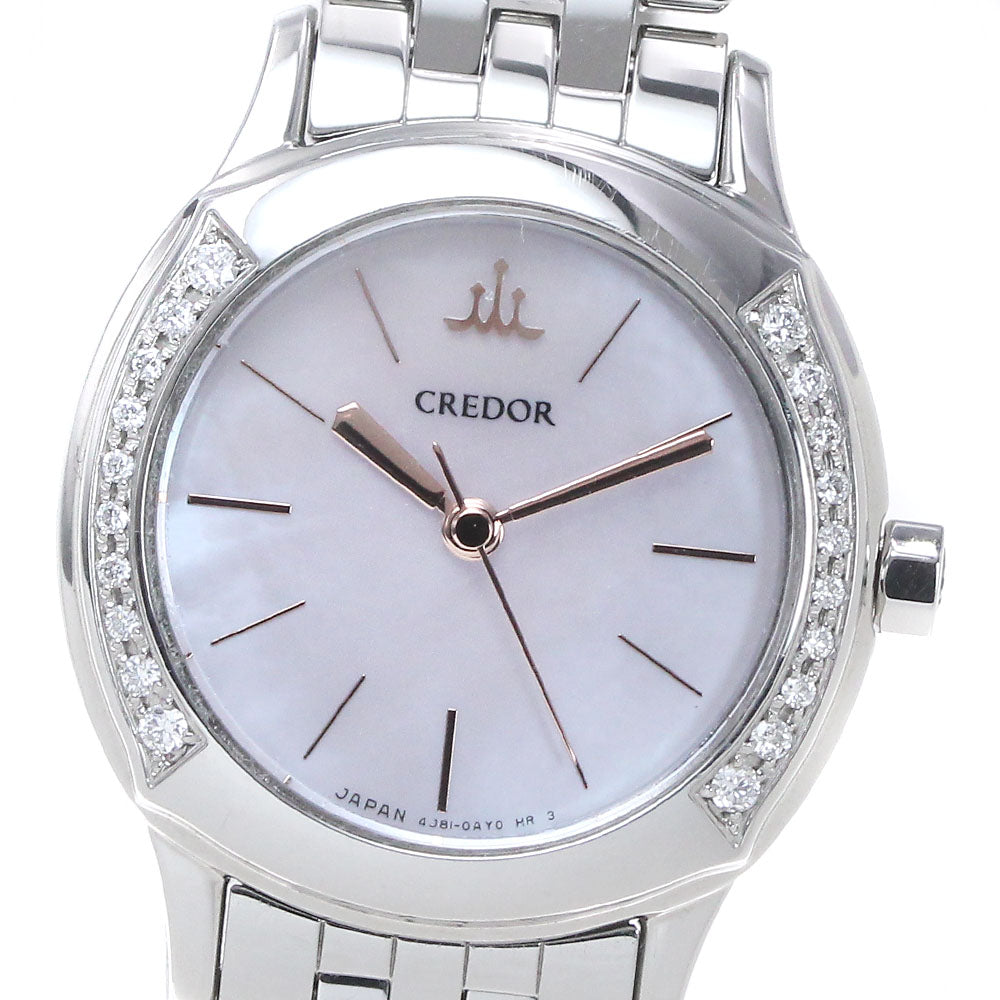 SEIKO CREDOR SIGNO GSAS949/4J81-0AT0 Diamond Bezel Pink shell Dial Quartz Ladies Watch_868540