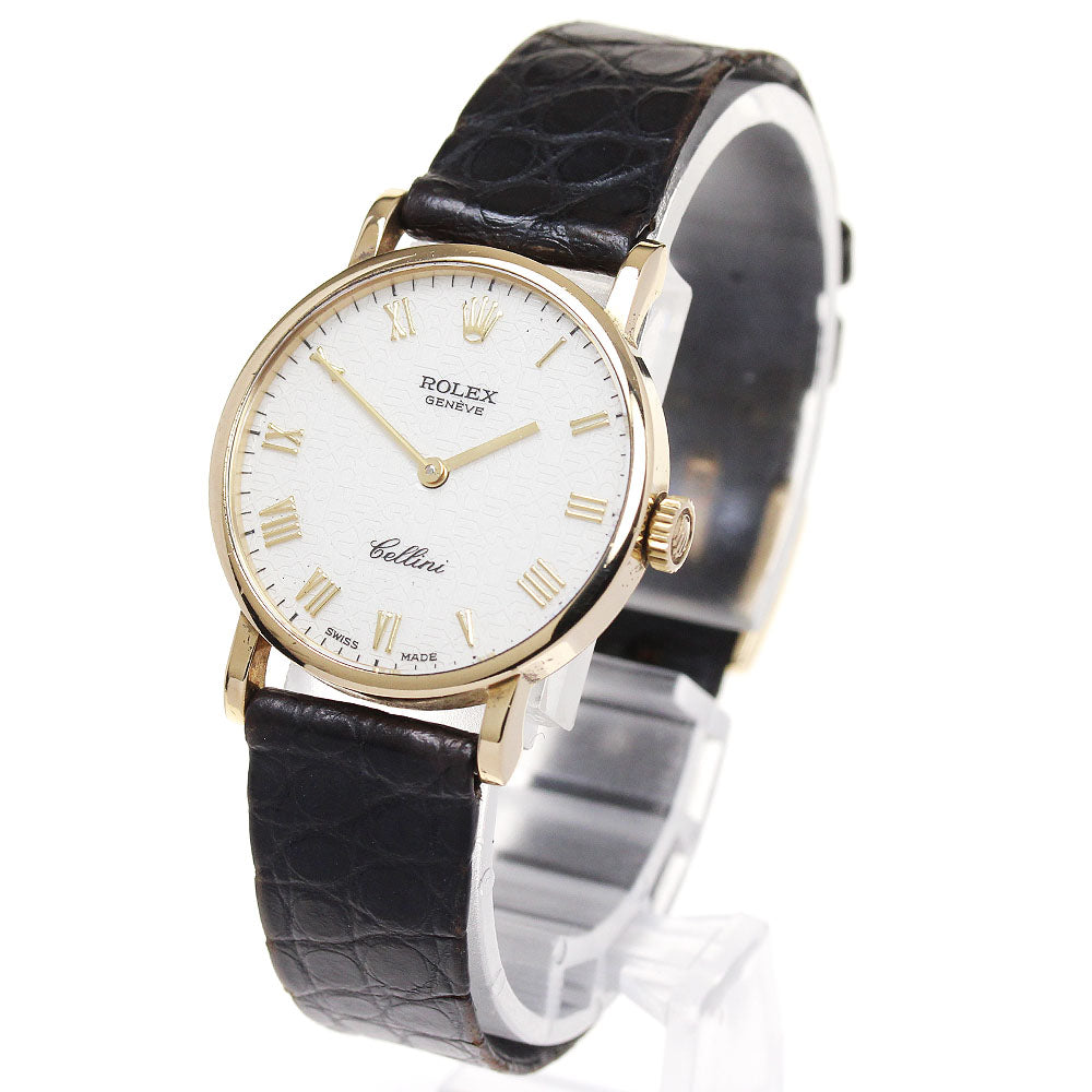 ROLEX Cellini 5109 18K Yellow Gold white Dial Hand Winding Ladies Watch_868553