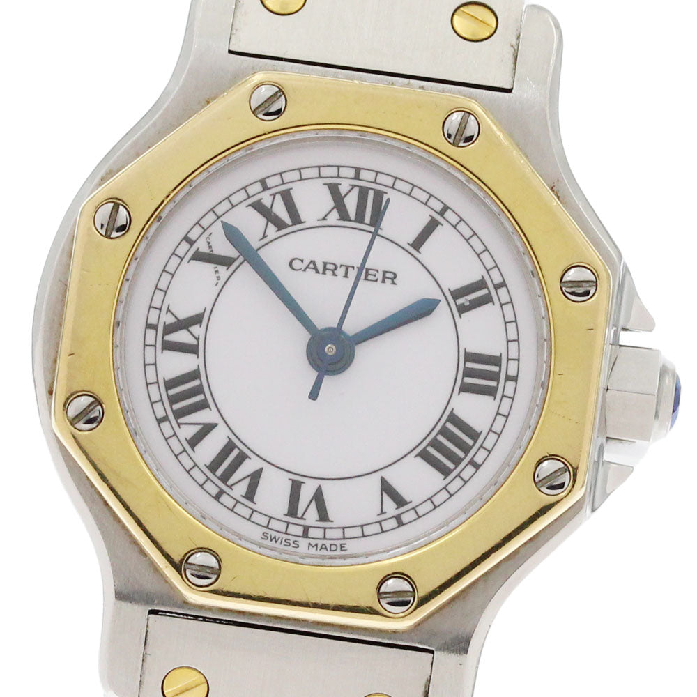 CARTIER Santos Octagon LM Date YG2 tone white Dial Automatic Men's Watch_868566