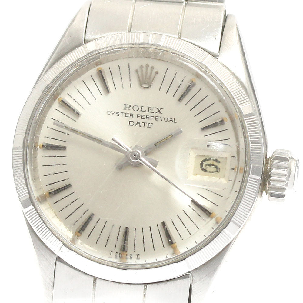 ROLEX Oyster Perpetual Date 6519 cal.1130 Silver Dial Automatic Ladies Watch_868590